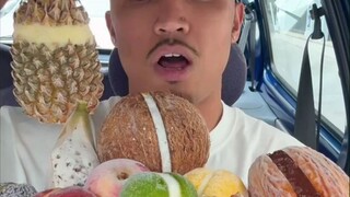 The guy spent $300 to buy a bunch of "fake fruit": in fact, the flesh was hollowed out and filled wi
