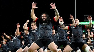 Māori All Blacks perform their haka against Ireland