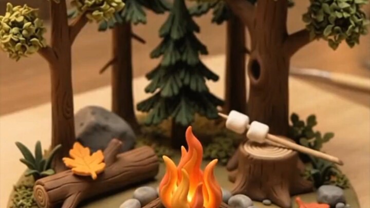 迷你黏土森林露营地 🌲🔥🏕️ | 创意黏土艺术