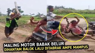 Mampusin !! Maling Motor Ketahaun Mancuri Habis  Di Hantam Balok