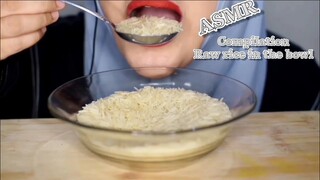 RAW RICE EATING|| COMPILATION RAW RICE IN THE BOWL |MAKANN BERAS MENTAH PAKE CENTONG|ASMR INDONESIA