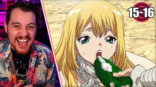 Slurp Slurp || Dr. Stone Episode 15 and 16 REACTION + REVIEW