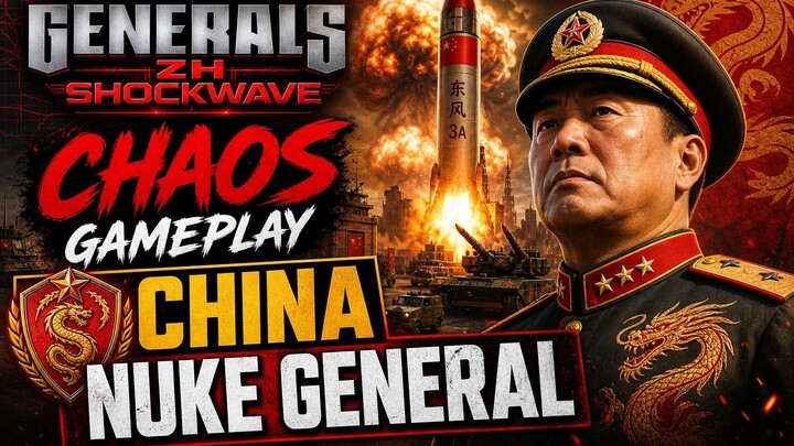 C&C Generals Zero Hour | Shockwave Chaos - China Nuke General vs 2 AI [4K]