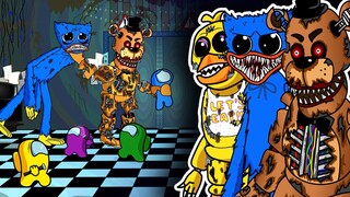 FREDDY and CHICA vs. HUGGY WUGGY and AMONG US | FNAF animatronics | Toonz animation