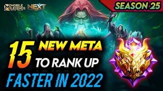 15 NEW META HEROES MOBILE LEGENDS 2022 - SEASON 25 | Mobile Legends Tier List