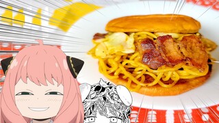 Anya cosplay or delicious snack? Make Anya's Yakisoba Burger. SPY x FAMILY Cooking