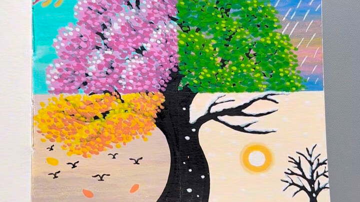 Easily create the beauty of all four seasons with acrylic markers #AcrylicMarkers #CreativeKidsArt #