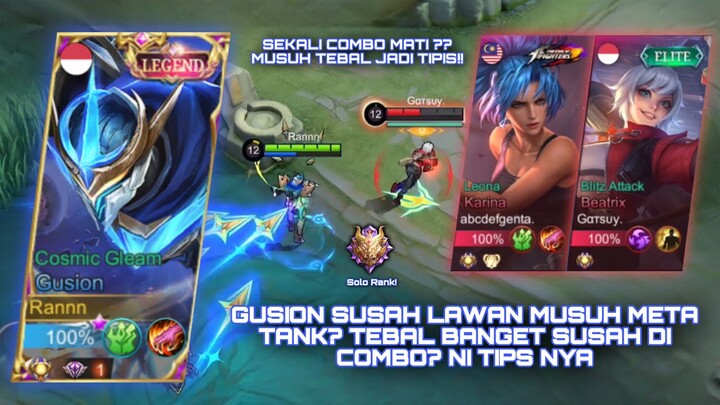 GUSION SUSAH LAWAN MUSUH META TANK? TEBAL BANGET SUSAH DI COMBO? TOP GLOBAL GUSION - MLBB