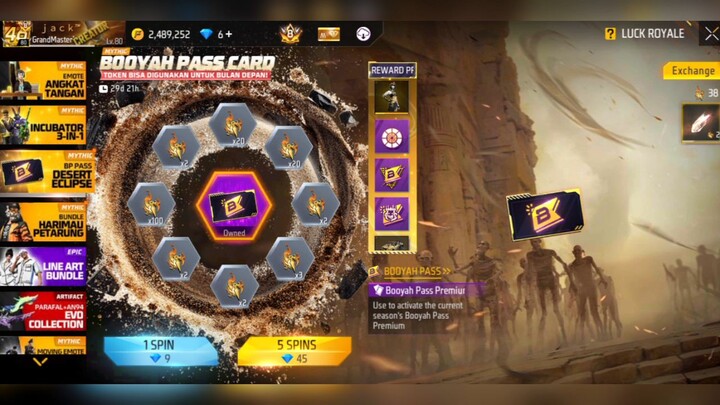 Spin Booyah pass FF bulan september