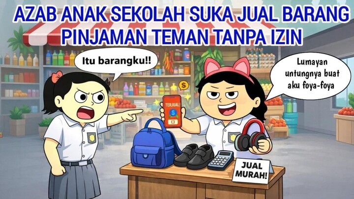 AZAB ANAK SEKOLAH SUKA JUAL BARANG PINJAMAN TEMAN TANPA IZIN  ANIMASI AZAB