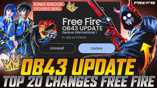 OB43 UPDATE TOP 20 CHANGES | 24 JAN NEW UPDATE FREE FIRE | NEW CHANGES IN OB43 UPDATE