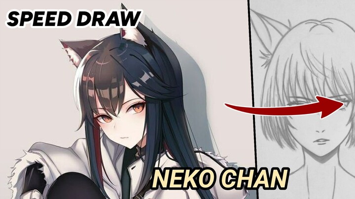 Speed drawing anime bergaya Neko Chan