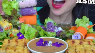 ASMR TO PRETTY TO EAT SALAD ROLLS + ไก่สะเต๊ะ (เสียงกินกรุบกรอบ) ไม่ต้องพูด SAS-ASMR