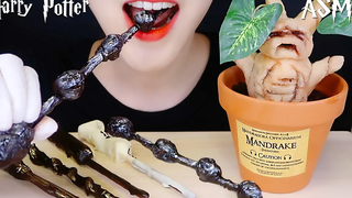 HARRY POTTER เลี้ยง ASMR HARRY POTTER WAND MANDRAKE กิน ASMR ไม่ต้องพูด⚡