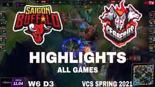 Highlight SGB vs CES All Game VCS Mùa Xuân 2021 VCS Spring 2021 Sai Gon Buffalo vs Cerberus  Esports