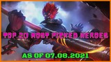 TOP 20 MOST PICKED HEROES IN MOBILE LEGENDS JULY 2021