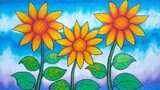 Cara menggambar dan mewarnai bunga untuk lomba || Menggambar bunga matahari