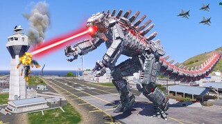 GTA 5 Mechagodzilla Bị Mất Kiểm Soát Điên Loạn Phá Hủy Khu Quân Đội Sau Khi Bị Trộm Quyền Điều Khiển