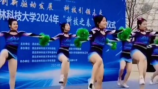 Youthful and energetic cheerleading performance by college students at the opening ceremony