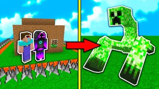 NOOB XÂY NHÀ AN TOÀN CHỐNG CREEPER KHỔNG LỒ 💀🏠 MINECRAFT CÙNG JAKI