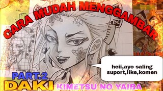 cara yg sangat lah mudah menggambar anime KIMETSU NO YAIBA, DAKI