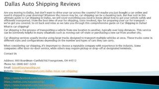 Dallas Auto Shipping Reviews