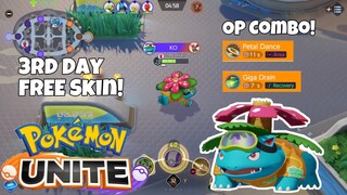 3rd Day Reward! Venasaur FREE Skin Holowear OP Combo Gameplay Pokemon Unite Nintendo Switch