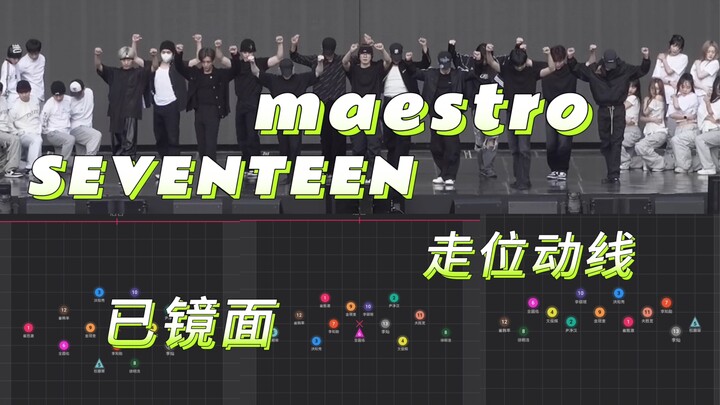 【扒舞必备】SEVENTEEN- MAESTRO 全员上班带指挥棒版 走位动线【已镜面】