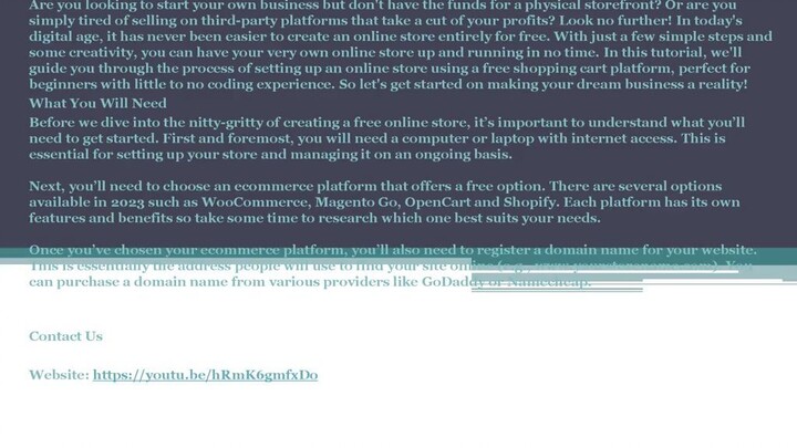 Create A Free Online Store