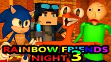 RAINBOW FRIENDS Chapter 1 VS SONIC MARIO BALDI STEVE Roblox CHALLENGE Night 3 Minecraft Animation