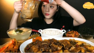Miến sườn bò kho, chả cá sốt ăn với cơm 1 #amthuc