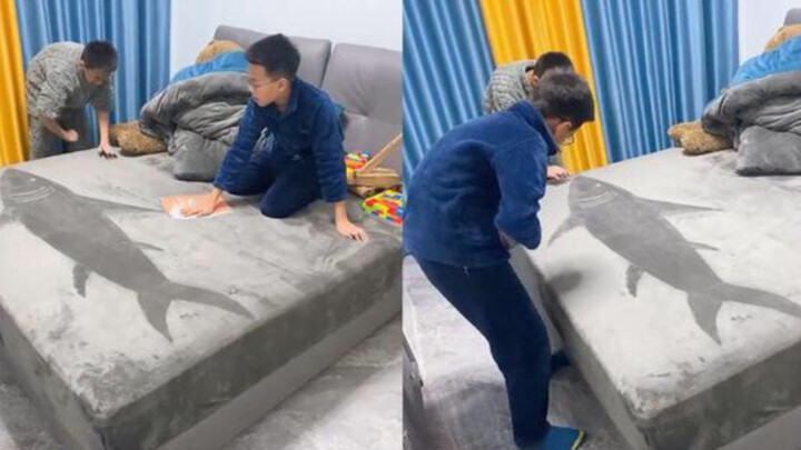 The two brothers were surprisingly quiet in their room, so their mom went over to check—and found th