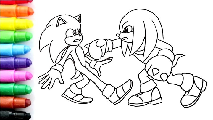 How to draw Sonic Vs Knuckles | Sonic Coloring Page