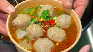 Hand-made beef balls at the night market! They bounce so well and are so delicious!