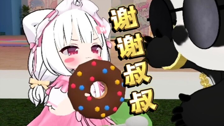 Kitten steals uncle’s donut