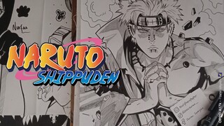 Pain - Naruto Shippuden || Black and White Art (SPEED DRAWING)