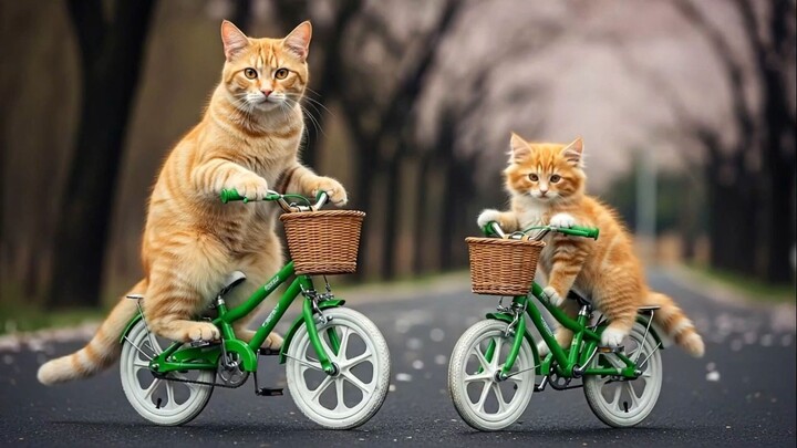 Mama Cat Trims Fur on the Farm and Makes Tiger Hat For Kittens At Home