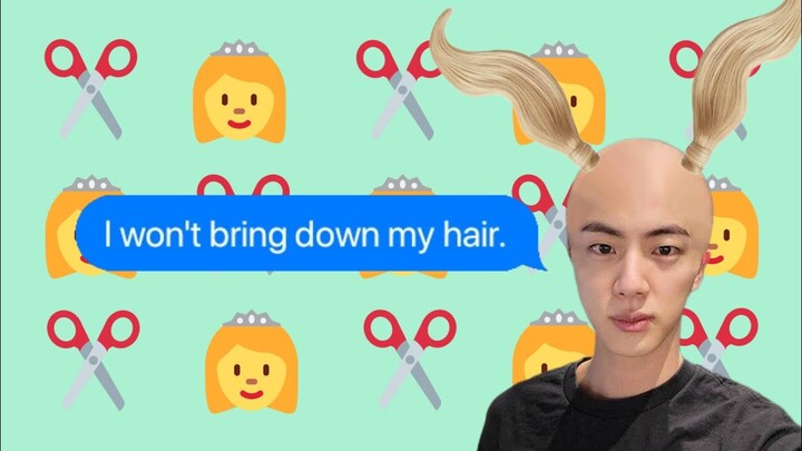 bts texts - bts jin as disney princess (hair dye failure 2) | we wen