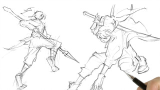 【Quy trình phác thảo】 Phác họa nhân vật anime động