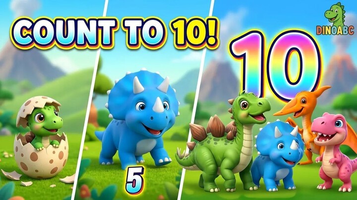 10 Little Dinosaurs 🦖 Counting 1 to 10 for Kids | Counting Song | Dino ABC