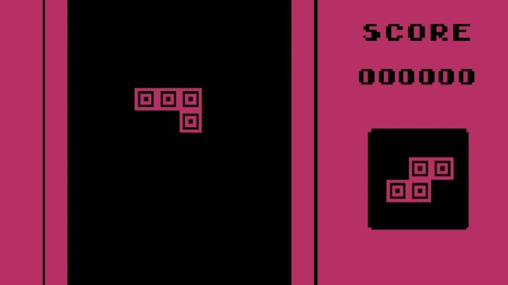 Rekaman uji coba 1 menit game seni pasca‑modern “Tetris Tanpa Dasar”