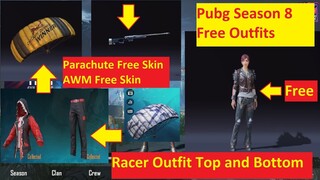 PUBG Mobile Free AWM Skin and Free Outfits | Free Parachute Skin and Red Racer Dress