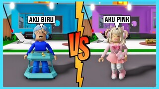 24 Jam Serba Warna Pink Lawan Serba Warna Biru Di Roblox Brookhaven ft @Shasyaalala