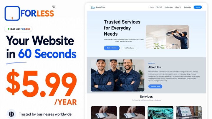 How to Build a Professional Service Business Website | Only $5.99/Year | Forless