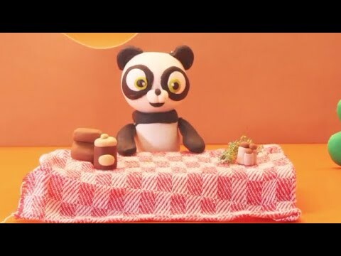 Sweet panda bear Stop motion cartoon for children - BabyClay
