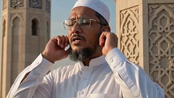 fajar ki azan dete hue