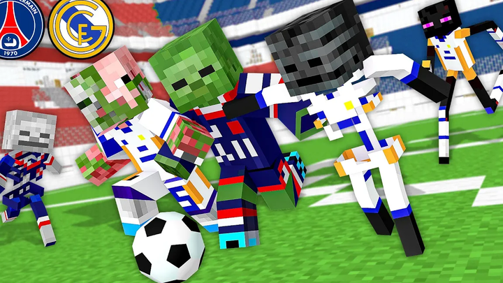 Monster School Champions League 2022 FootBall Challenge - Minecraft แอนิเมชัน PSG - เรอัลมาดริด