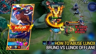 BRUNO VS LUNOX OFFLANE | BRUNO BEST BUILD AND EMBLEM MLBB