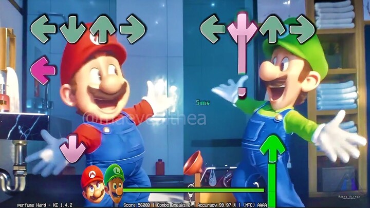 Mario and Luigi in Friday Night Funkin Perfume FNF - The Super Mario Bros Meme
