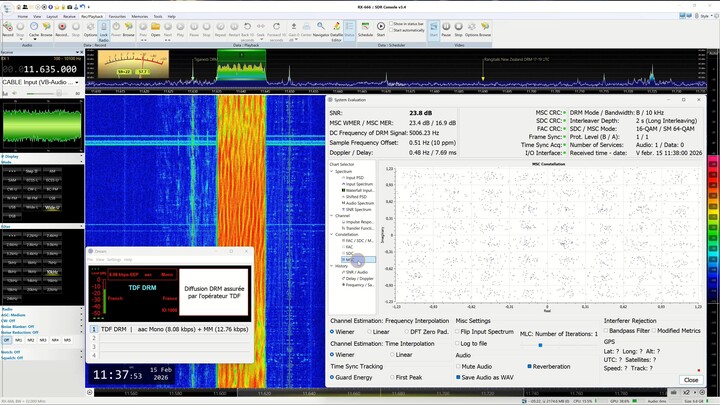 11635 Khz -TDF DRM --DRM Dream 2.2.1 test